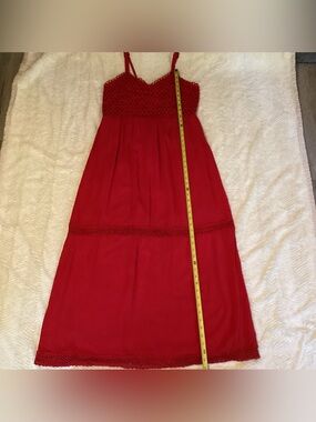 Vibrant Red Solitaire Swim Womens Large MaxiDress NWOT Thin Spaghetti Strapdress